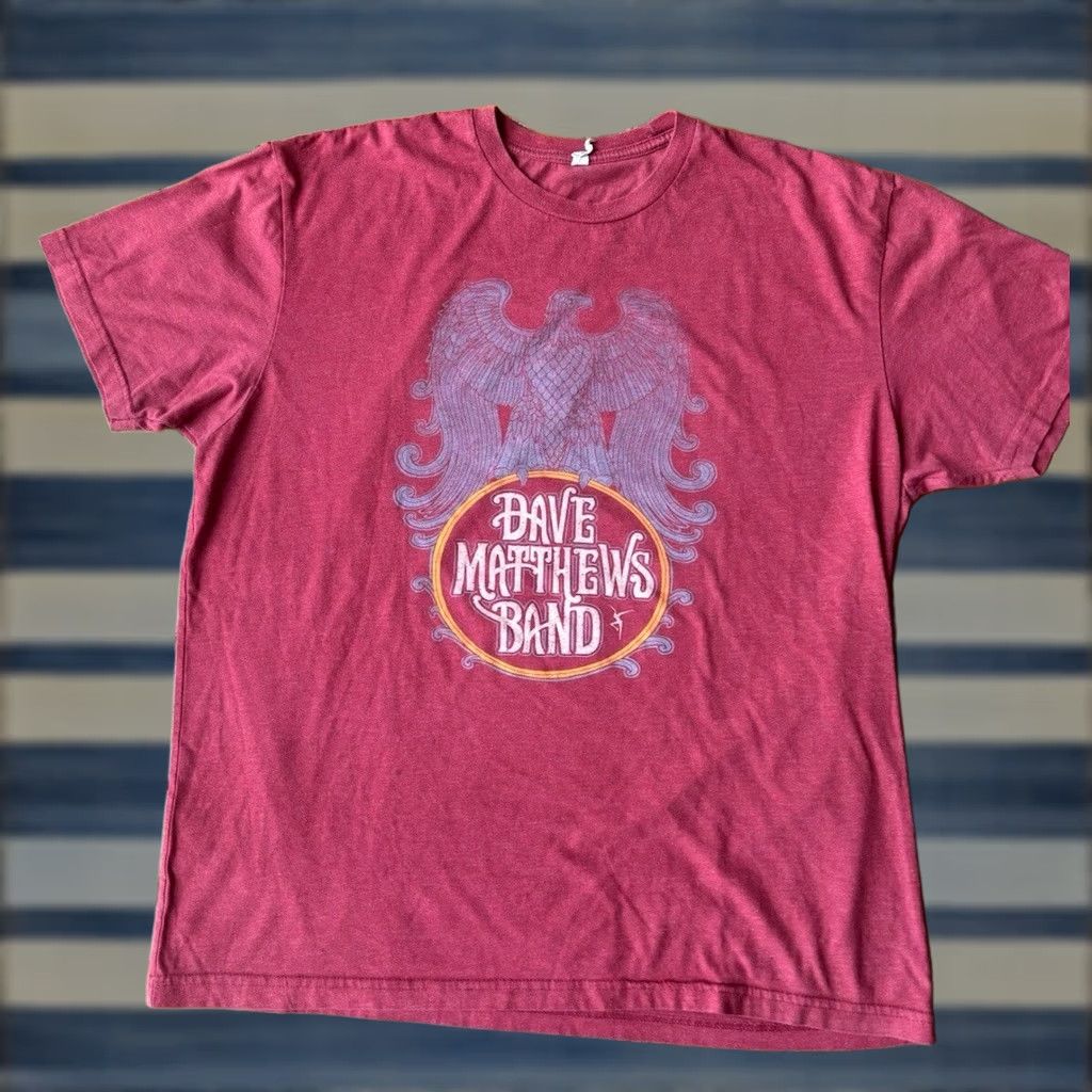 Vintage Dave Matthew Band Concert Tour T-Shirt XL Red Cotton Crew Neck Short Sleeve Graphic Print Logo Men T-Shirt Size US XL / EU 56 / 4 - 1 Thumbnail