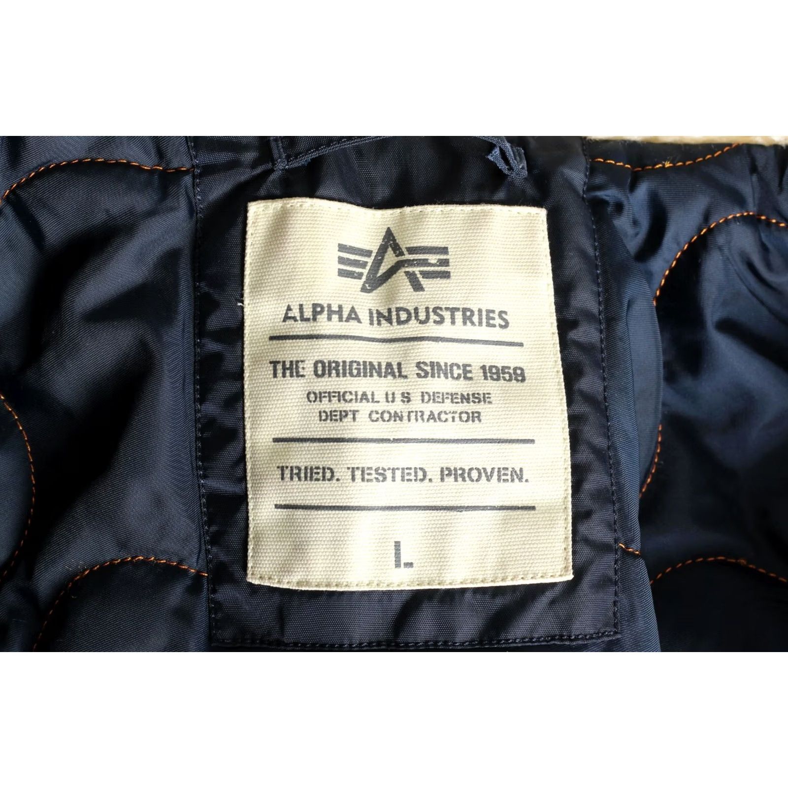 Alpha Industries ALPHA Industries Jacket Men L Blue Mid Length Injector Shearling Collar Nylon Canvas Zip Casual Modern 90s Size US L / EU 52-54 / 3 - 7 Thumbnail