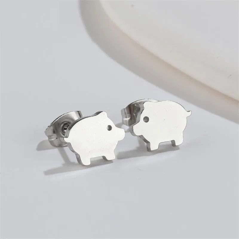 Jewelry Pig Mini Stud Earrings Charm Earring Gift Size ONE SIZE - 2 Thumbnail