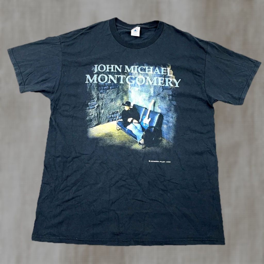 Delta VINTAGE Delta John Montgomery Shirt Men XL Black Band Tee Country Music Tour USA 90s Shirt Mens XL Black Band Rock Retro Size US XL / EU 56 / 4 - 1 Thumbnail
