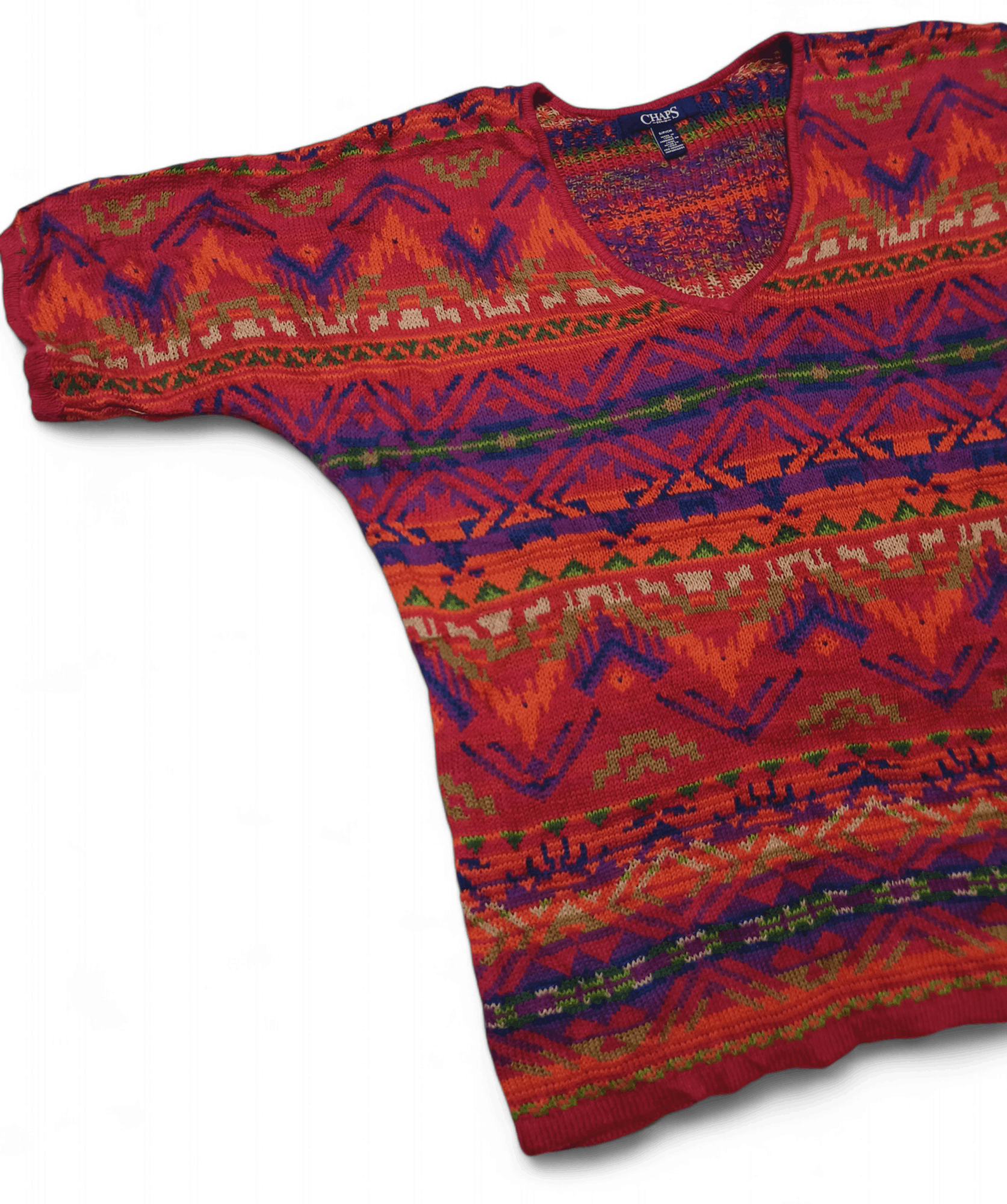Chaps Vintage 90s CHAPS Women's Aztec Ethnic Motifs Knit Shirt Size S / US 4 / IT 40 - 4 Thumbnail