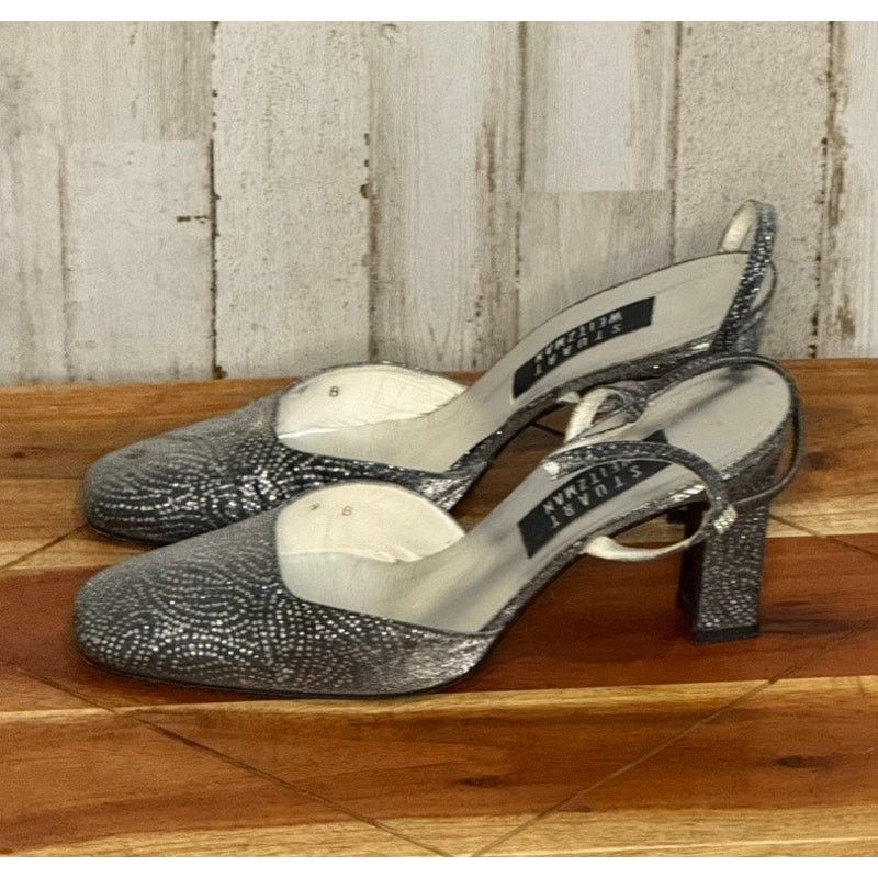 Stuart Weitzman Stuart Weitzman Women's Silver Strappy Block Heels Size US 9 / IT 39 - 4 Thumbnail