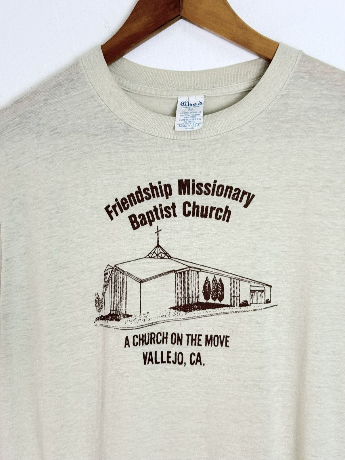 Vintage 80’s Promo-tee Baptist Church. Size US XL / EU 56 / 4 - 6 Thumbnail