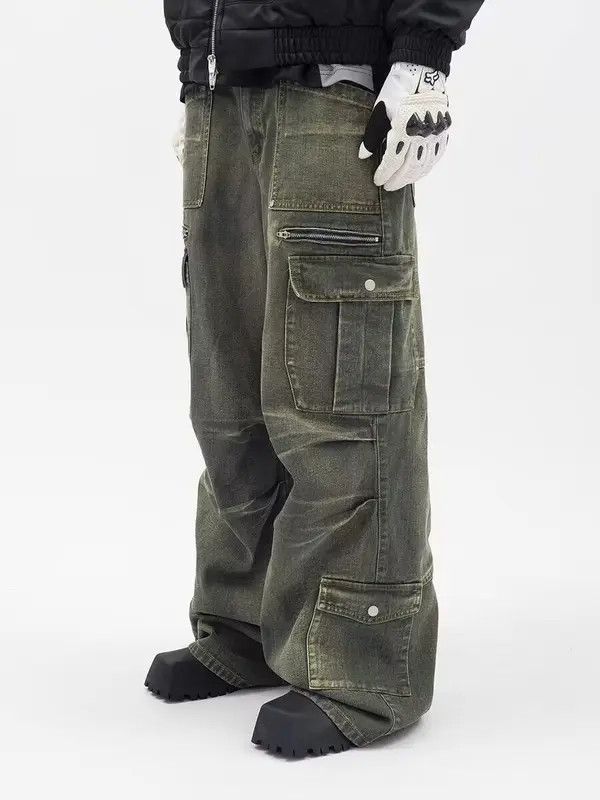 Japanese Brand VIBE Retro washed distressed workwear loose wide leg jeans Size US 30 / EU 46 - 2 Thumbnail