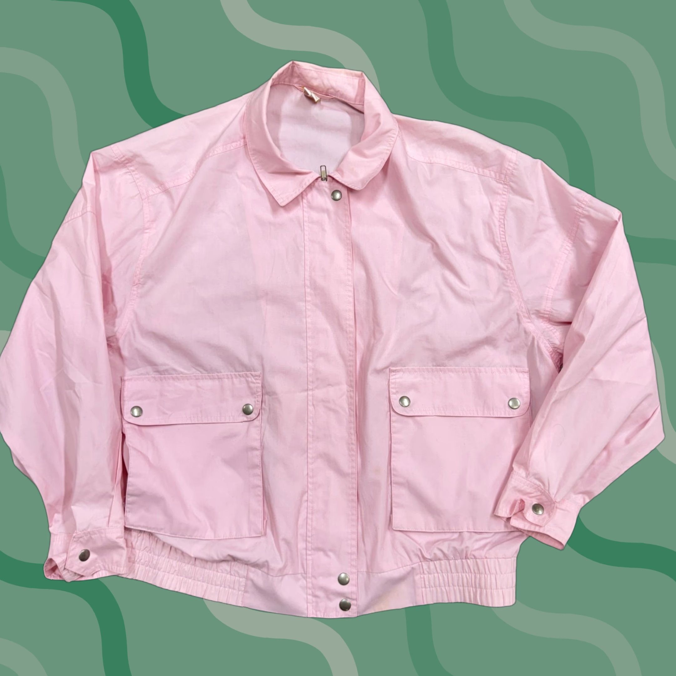 Jantzen Jantzen Jacket Mens 2XL Pink Lightweight Windbreaker Snap Pockets Elastic Hem Size US XXL / EU 58 / 5 - 1 Thumbnail
