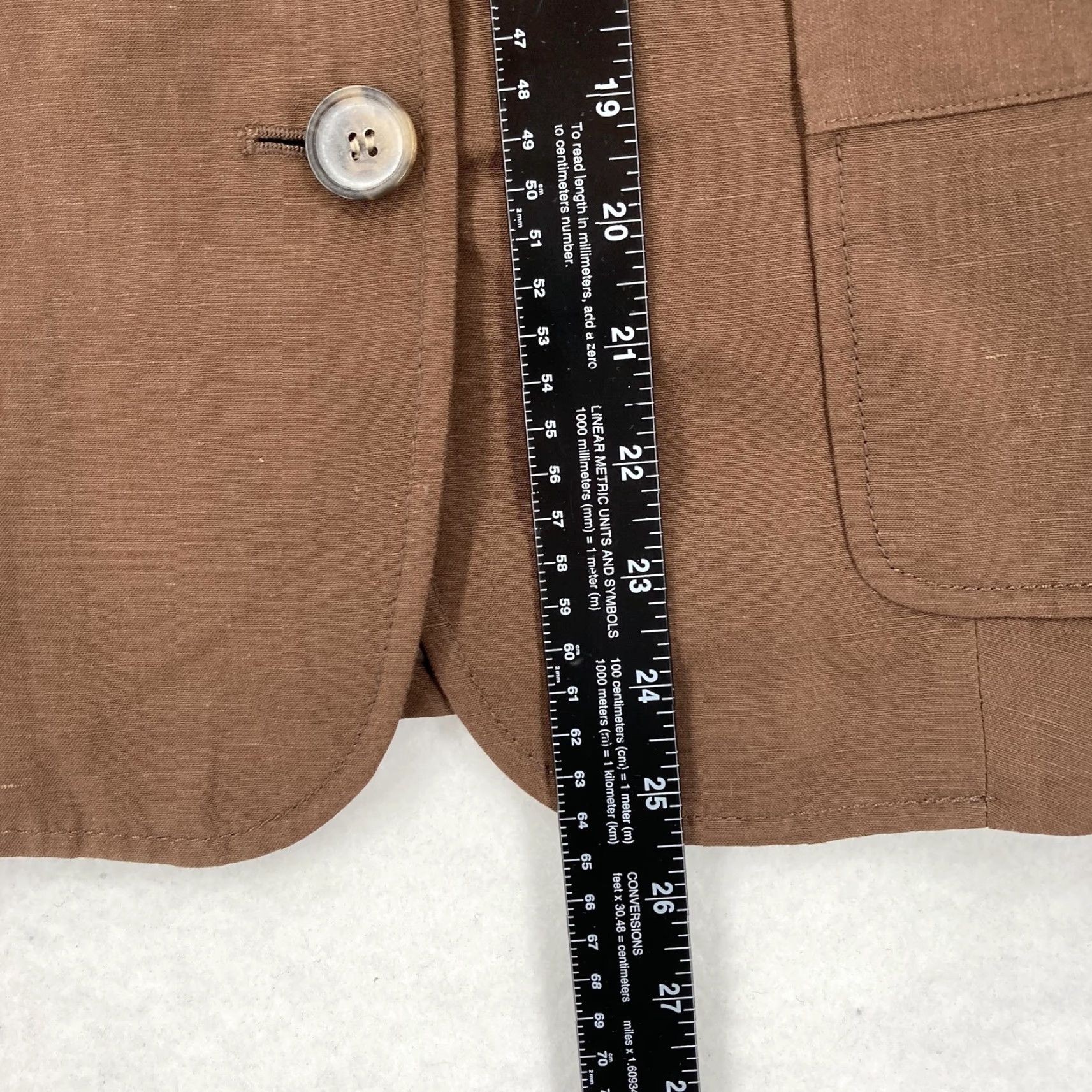 Talbots VINTAGE Talbots Blazer Womens 14P Petite Brown Linen Blend Button Front Tailored Jacket Size XL / US 12-14 / IT 48-50 - 7 Thumbnail