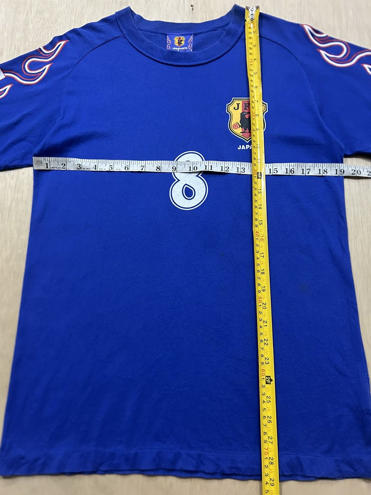 Japanese Brand Vintage 1996 Japan JFA Nakata 8 Flames Sleeve Tee Size US M / EU 48-50 / 2 - 10 Thumbnail