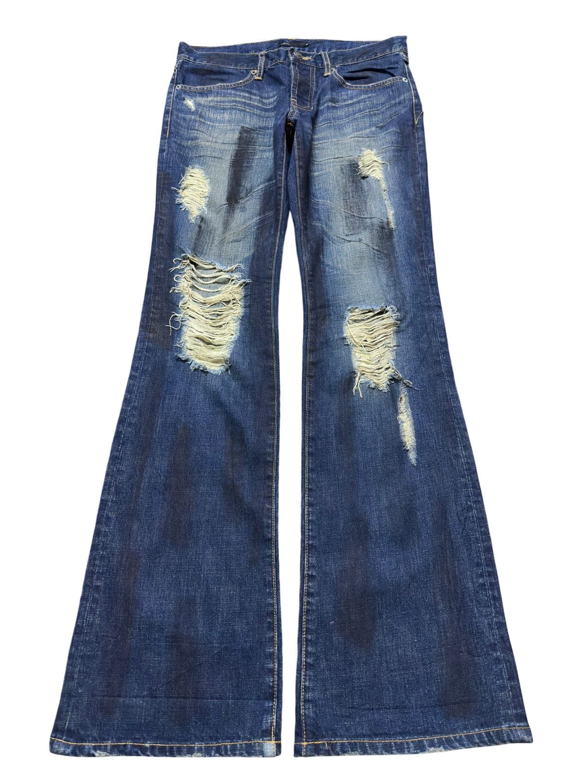 If Six Was Nine Vintage Seil Flare Bootcut Ripped Distressed Denim Size US 31 - 1 Thumbnail