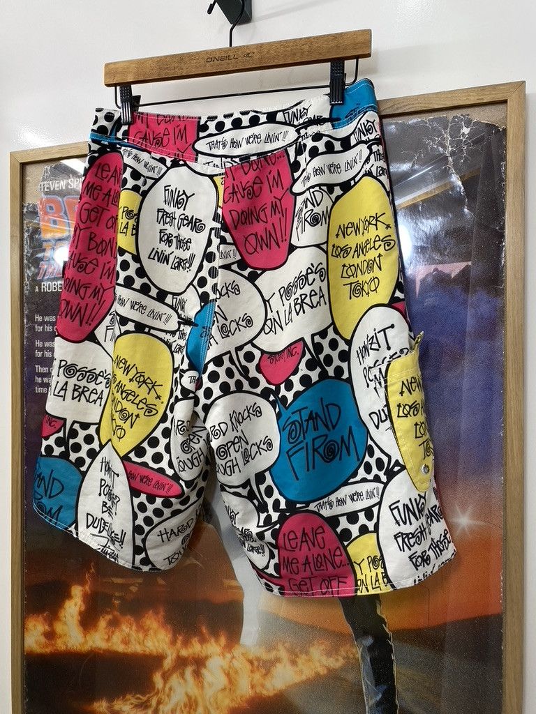 Stussy 00s Stussy Pop Art Speech Bubble Comic Pattern Style Shorts Size US 32 / EU 48 - 3 Thumbnail