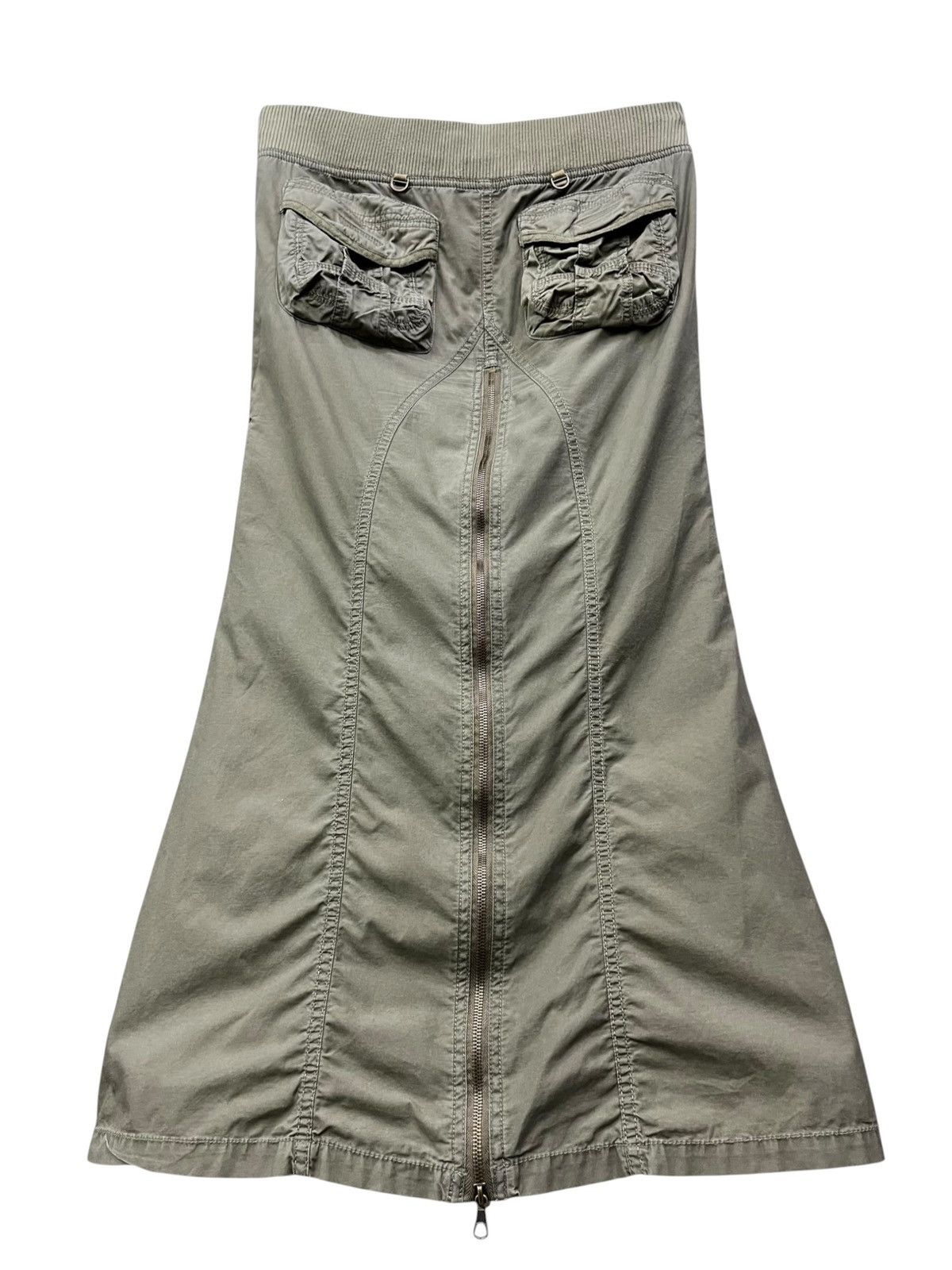 GOA Vintage GOA Multi Zipper Military Flare Maxi Skirt Size 29" - 2 Thumbnail