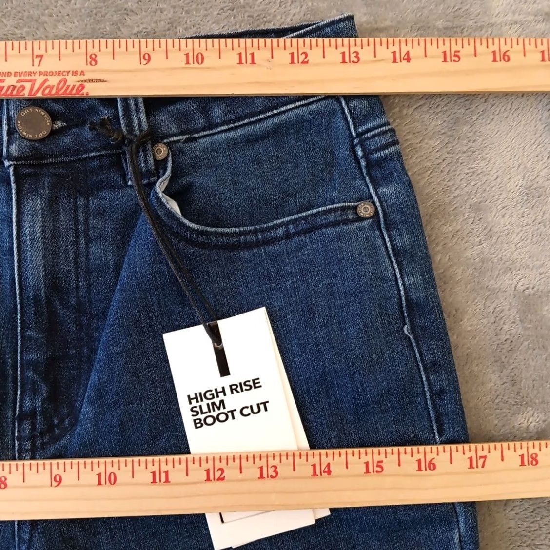 Vintage Oat New York Jeans Womens 2 26 Blue High Rise Slim Boot Cut Dark Wash Denim Satin Zip Bootcut Pocket 5-Pocket Womens Mens Girls Size 26" / US 2 / IT 38 - 3 Thumbnail