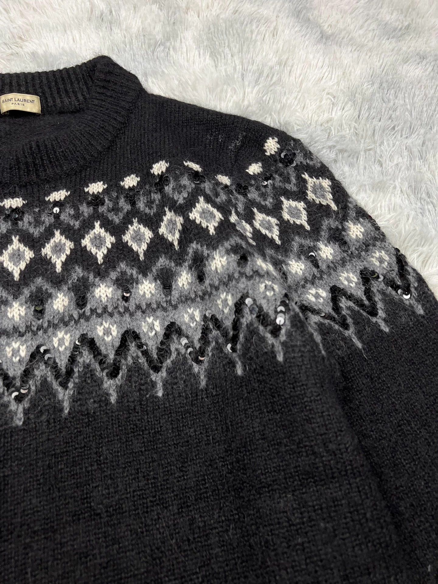 Saint Laurent Paris Saint Laurent SLP Jacquard Sequin Sweater Size US M / EU 48-50 / 2 - 4 Thumbnail