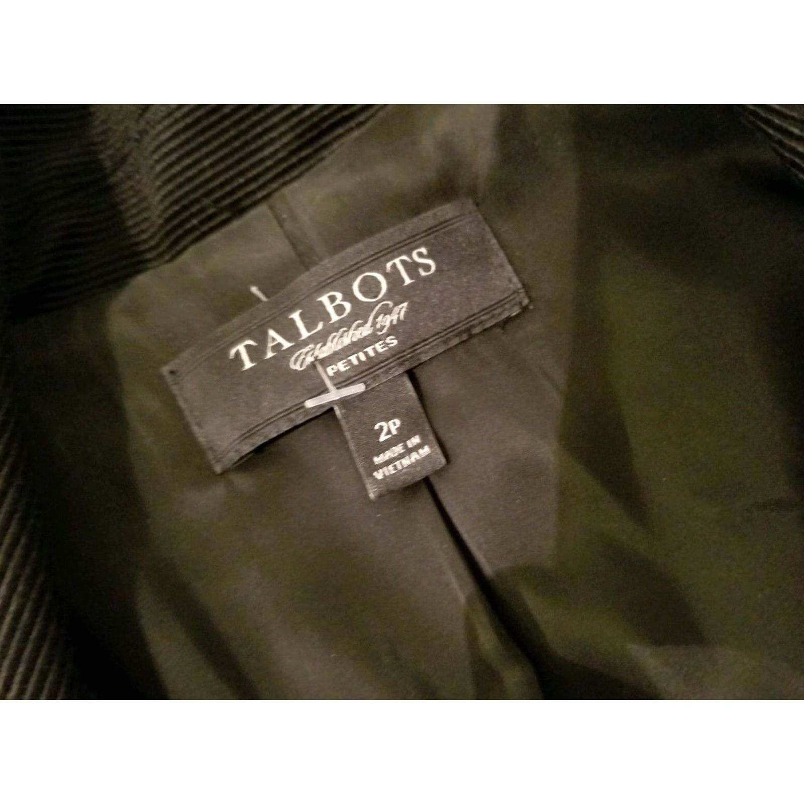 Talbots Womens Talbots Jacket Coat 2P Petite Black Cotton Jacket Mens? Size XS / US 0-2 / IT 36-38 - 5 Thumbnail