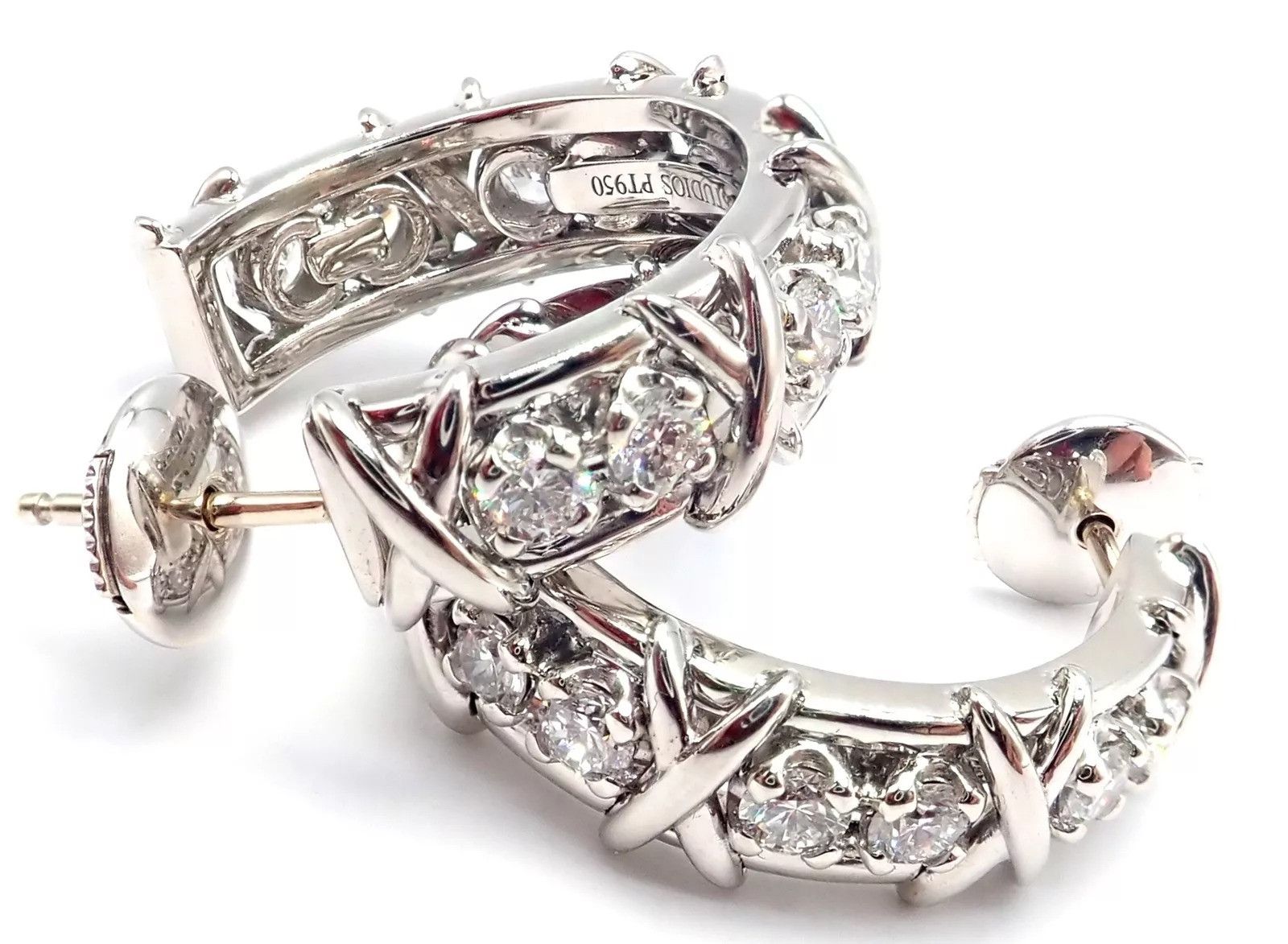 Tiffany & Co Stones Platinum Diamond Hoop Earrings
