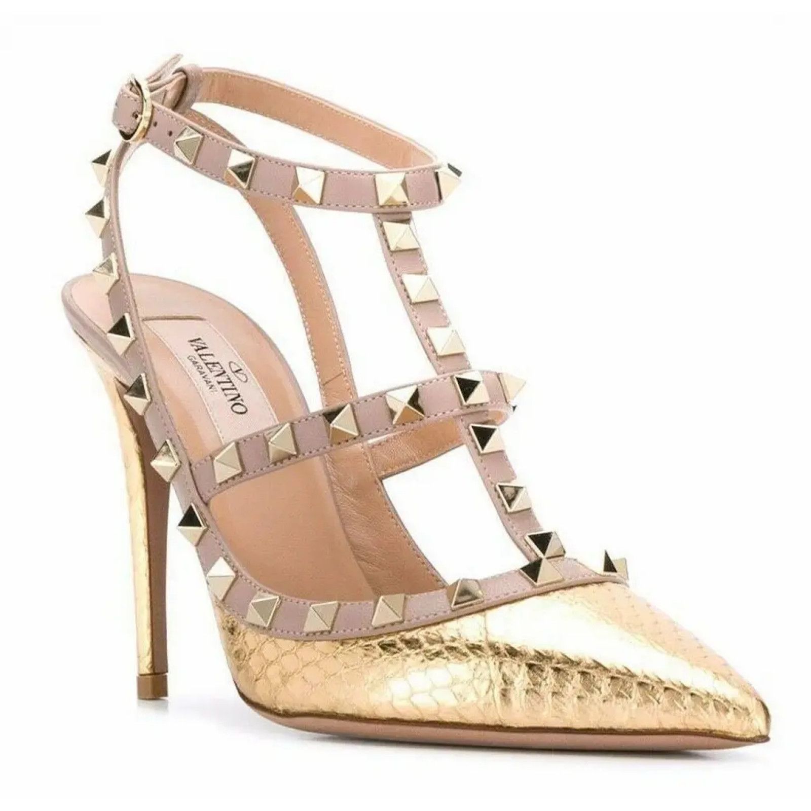 Valentino Rockstud Poudre T Ankle Strap Pointed Sandal Heel Pump 35 Size US 5 / IT 35 - 3 Thumbnail