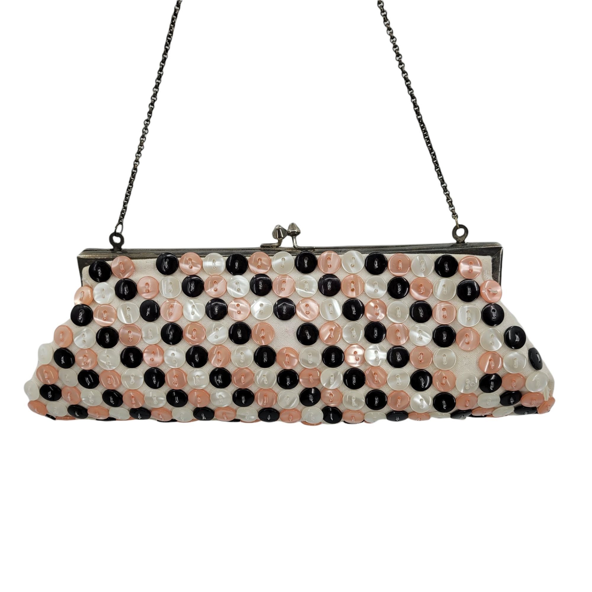 Handmade 60's/70's Handmade Baguette Button Covered Polka Dot Framed Size ONE SIZE - 1 Thumbnail