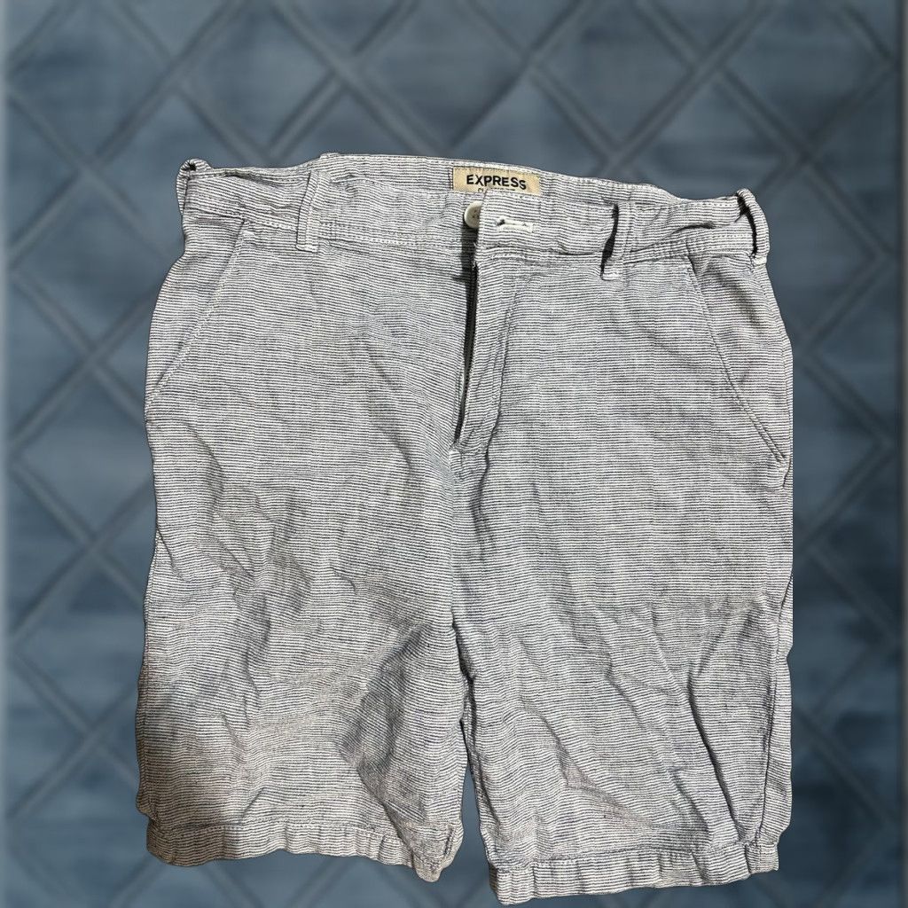Express Express Chino Shorts Mens 28 Blue White Striped Classic Fit Casual Lightweight Pockets Size US 28 / EU 44 - 1 Thumbnail