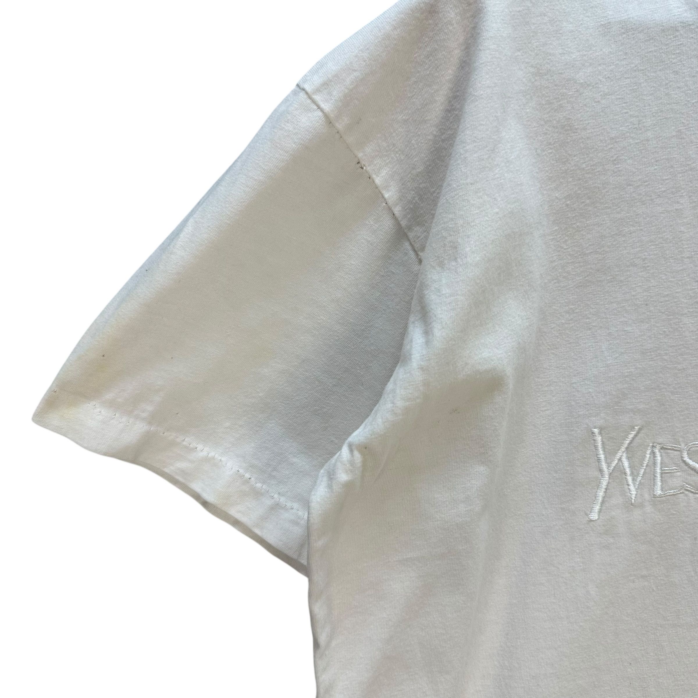 Yves Saint Laurent Vintage 90s YSL Embroidered All White Big Logo Tee #A80-1934 Size US M / EU 48-50 / 2 - 5 Thumbnail