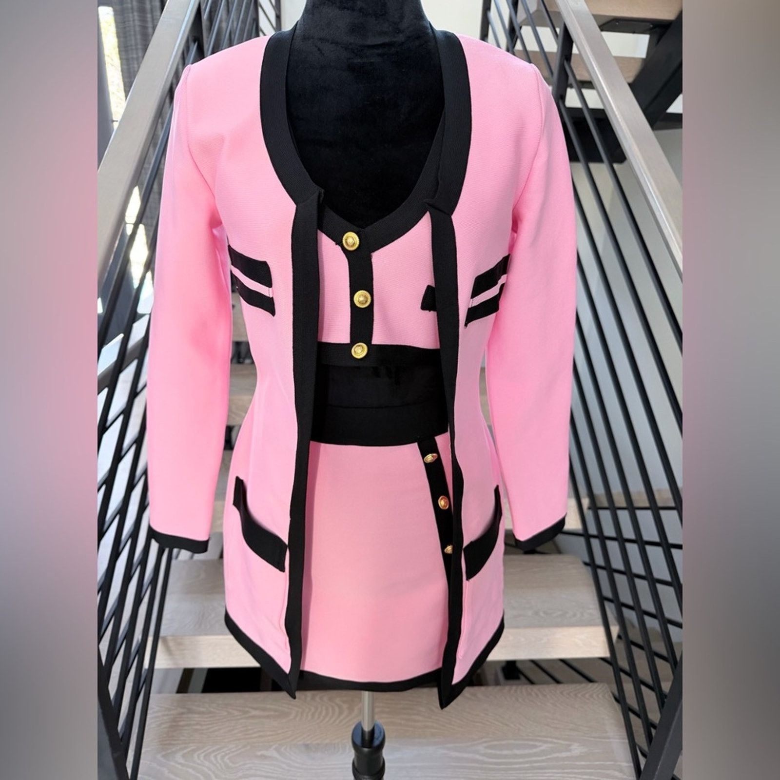 Other Pink and Black 3 piece skirt set with Gold Accents size S Size 27" / US 4 / IT 40 - 5 Thumbnail