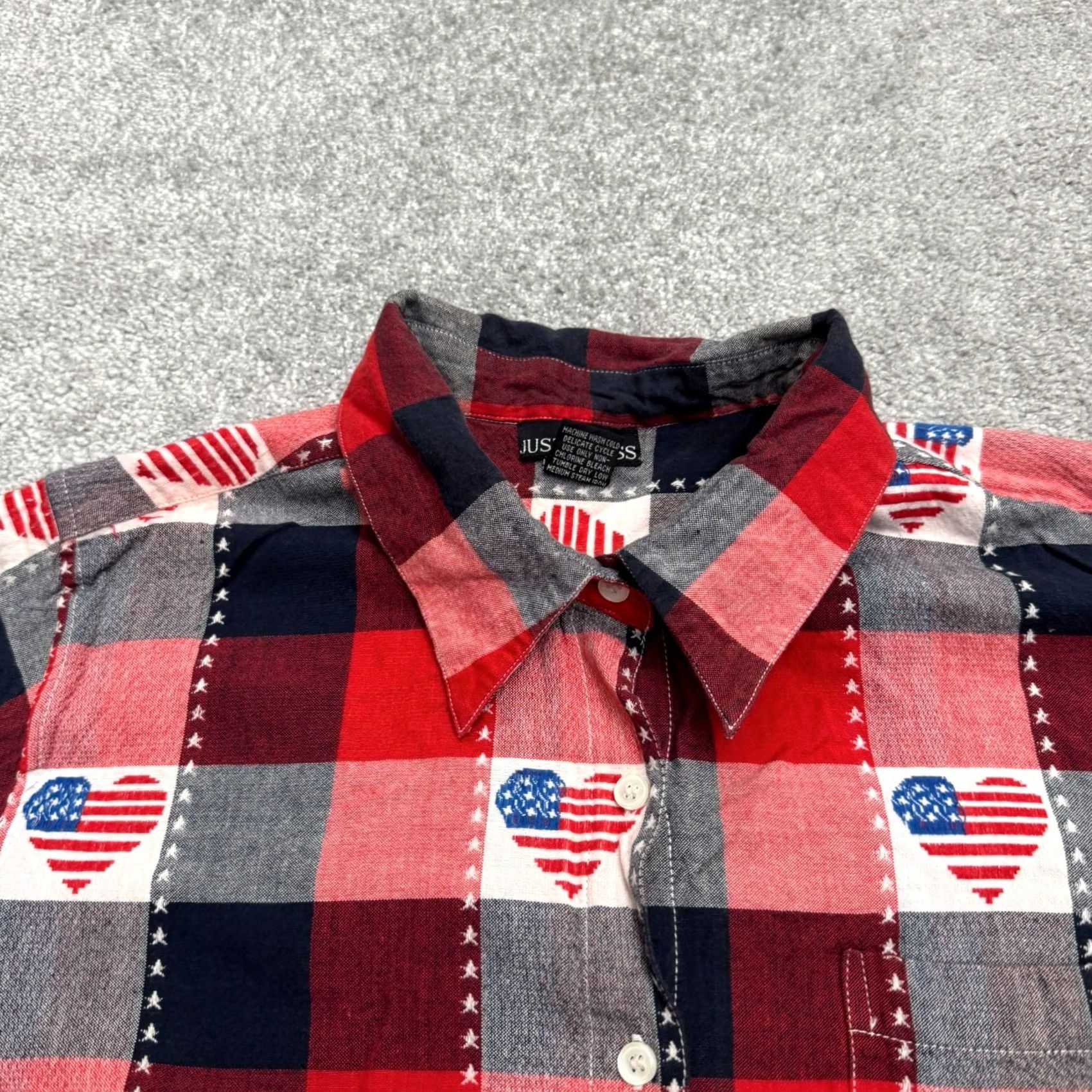 Vintage VINTAGE Just Class Button-Up Shirt Womens XL Plaid Red 90s USA Casual Short Sleeve Knit Cotton Size XL / US 12-14 / IT 48-50 - 4 Thumbnail
