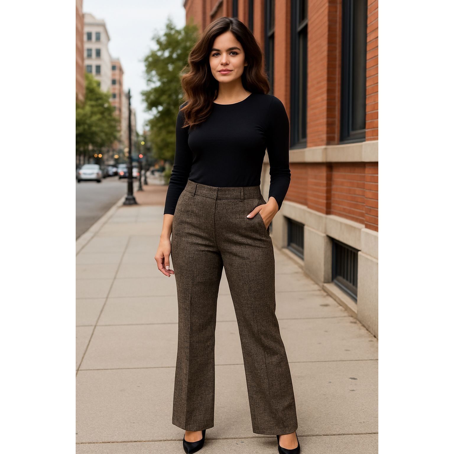 Other 7th Avenue Size 12 Tweed Trousers Flared Leg Tailored Work P Size 32" / US 10 / IT 46 - 2 Thumbnail