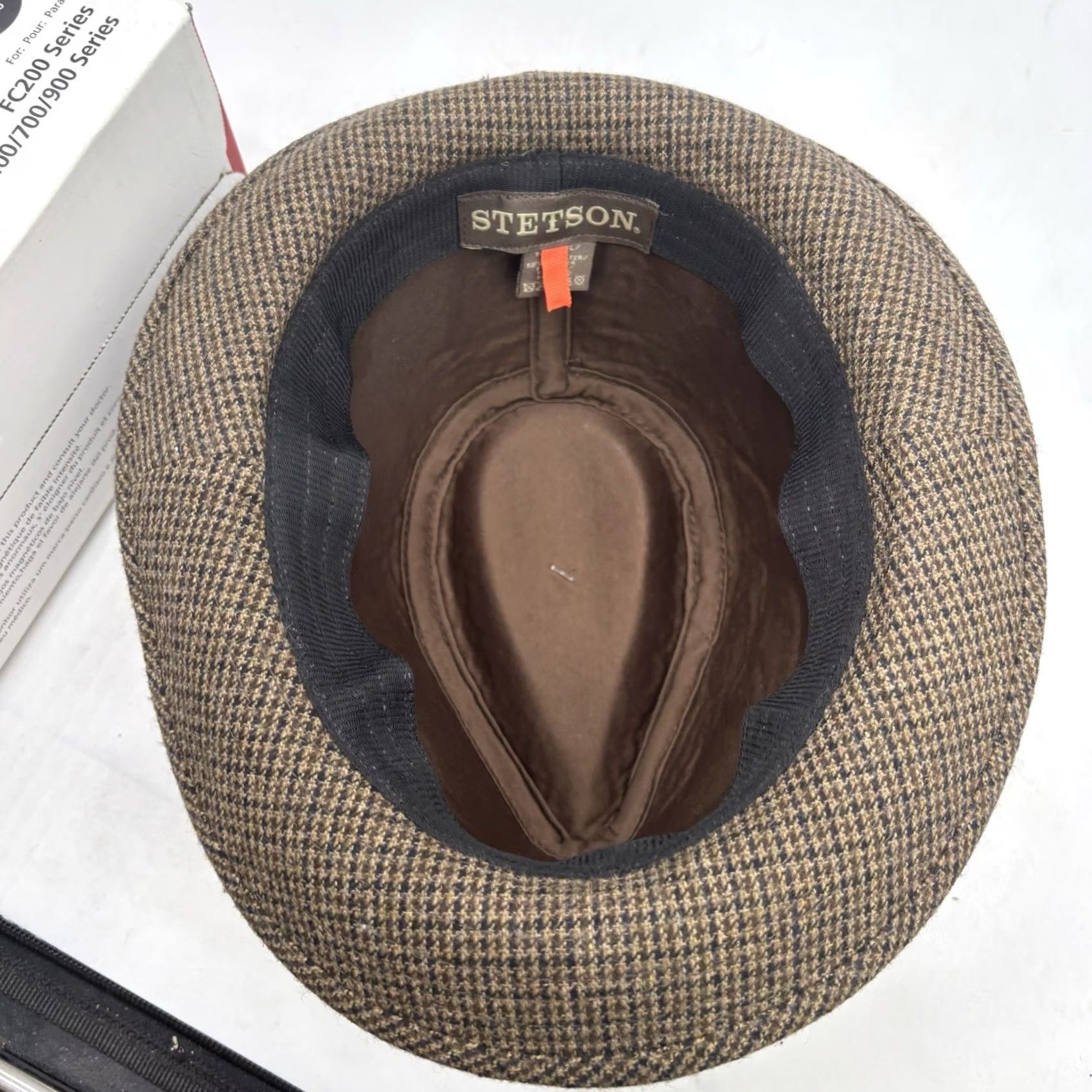 Stetson VINTAGE Stetson Fedora Hat Mens M Brown Tweed Wool Plaid Wide Brim Fedora 1960s Equalizer Equalizer Hat Mens Size ONE SIZE - 5 Thumbnail