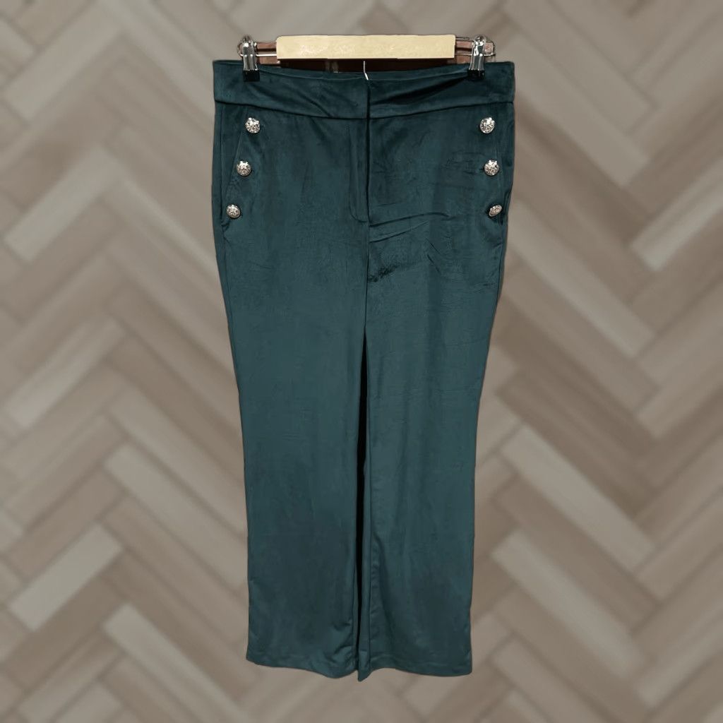 Anthropologie VINTAGE Anthropologie Maison d Amelie Womens Pants 6 Leg Green Velvet Gold Button Size 28" / US 6 / IT 42 - 1 Thumbnail