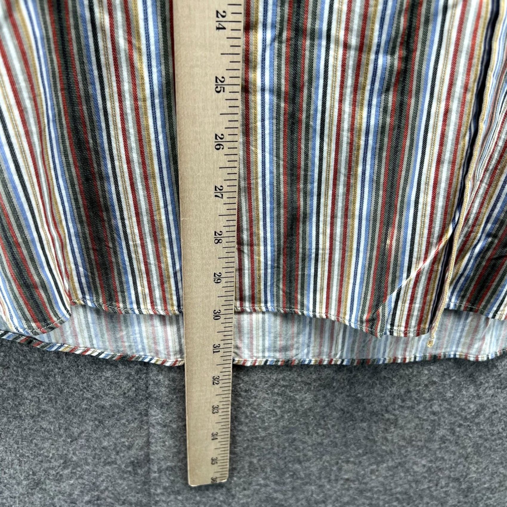 Vintage VINTAGE Alan Flusser Dress Shirt Mens XL Green Blue Striped Button-Up Preppy Casual Formal Workwear Size 46R - 2 Thumbnail