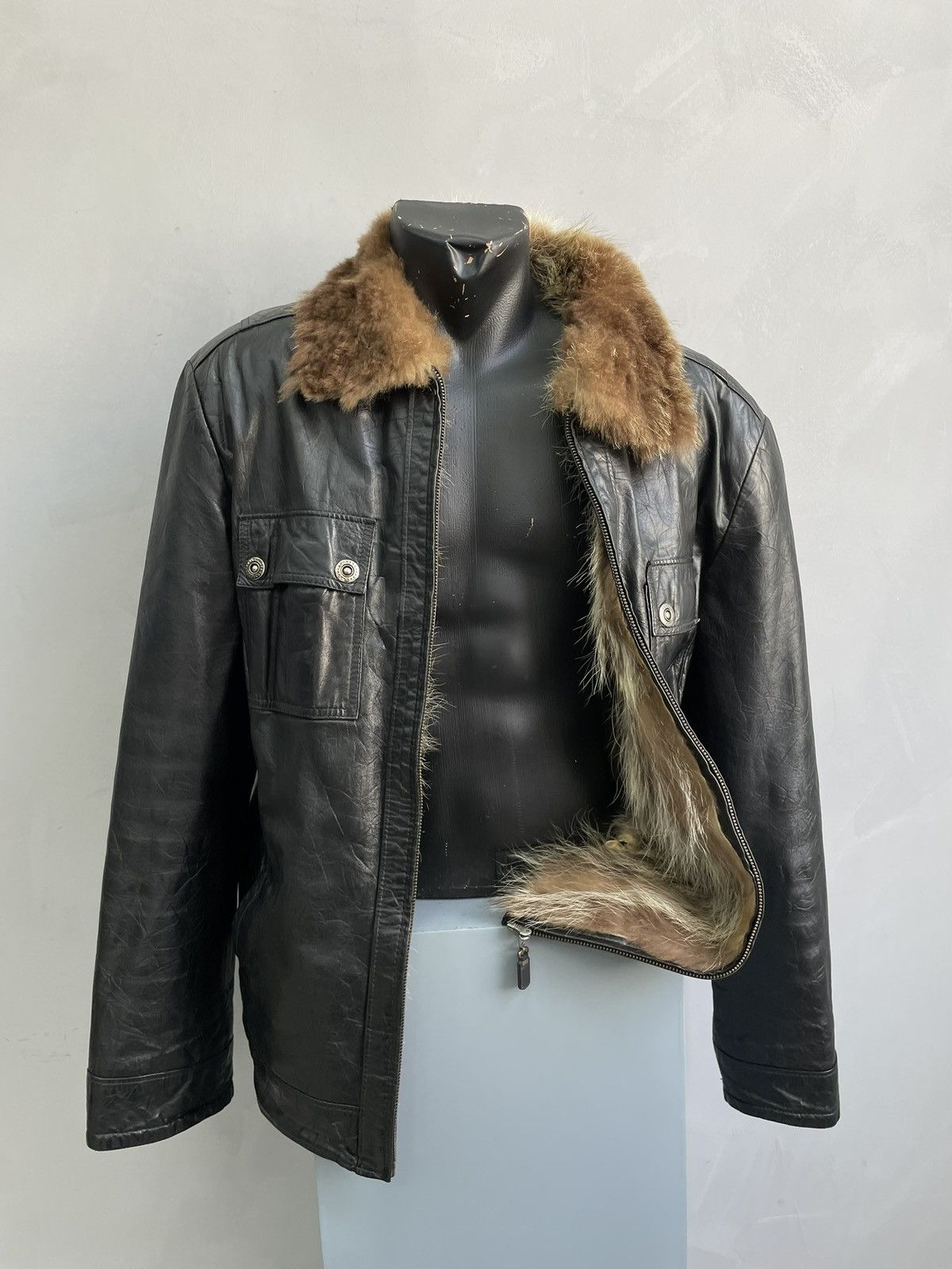 If Six Was Nine Rare leather bomber jacket 2000s Fur legrandebleu style Size US M / EU 48-50 / 2 - 2 Thumbnail