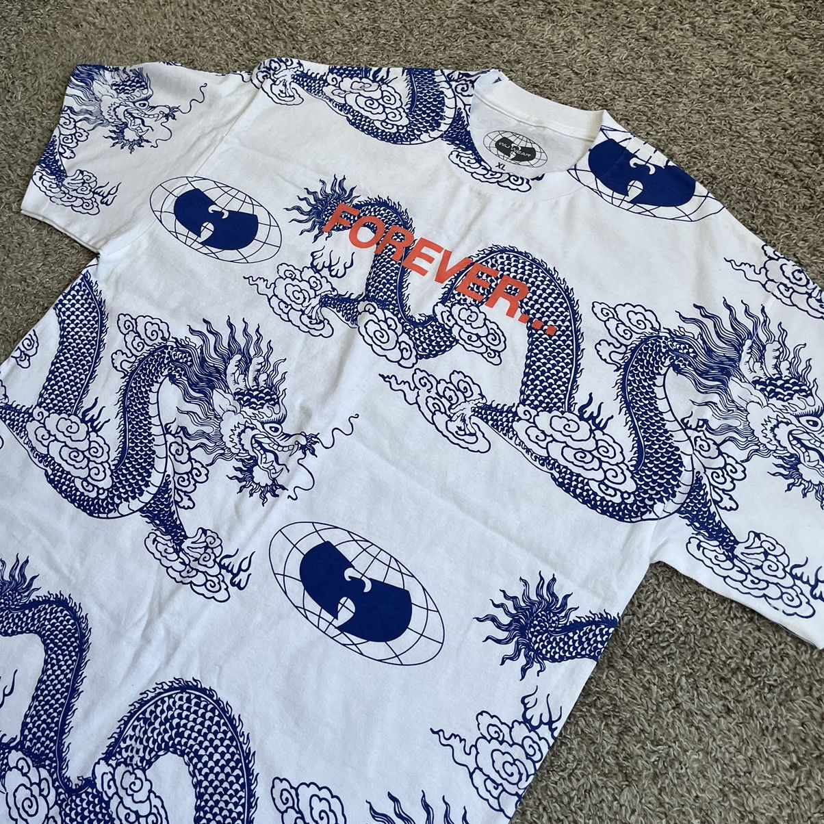 Wu-Tang Clan 🔴Wu-Wear Shirt Size XL Wu-Tang Dragons White Blue Rza Gza Size US XL / EU 56 / 4 - 5 Thumbnail