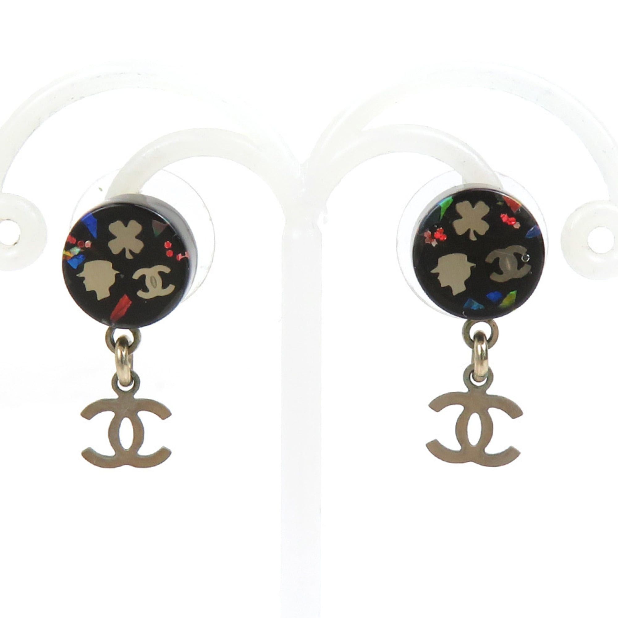 Chanel Chanel earrings, resin and metal, black silver, for women. Free shipping. r11107a Size ONE SIZE - 1 Thumbnail