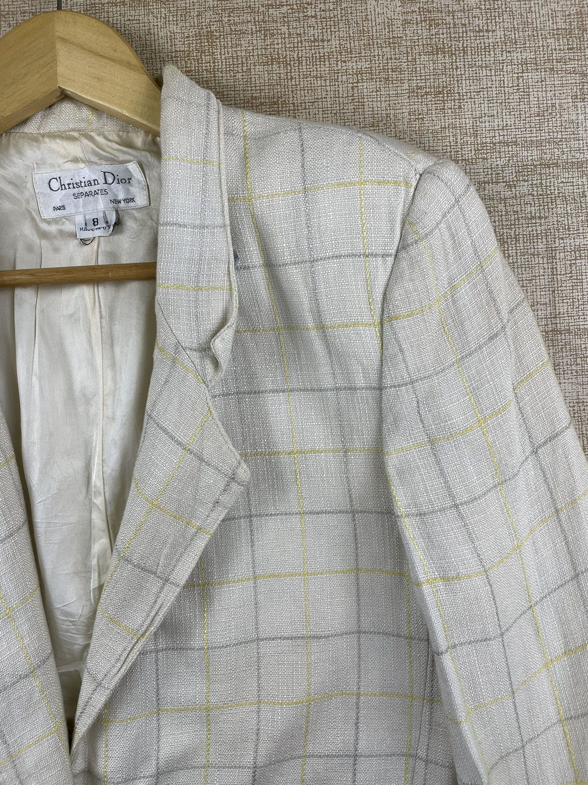 Christian Dior Monsieur × Vintage Vintage Christian Dior Separates White Plaid Blazer Jacket Size US S / EU 44-46 / 1 - 6 Thumbnail