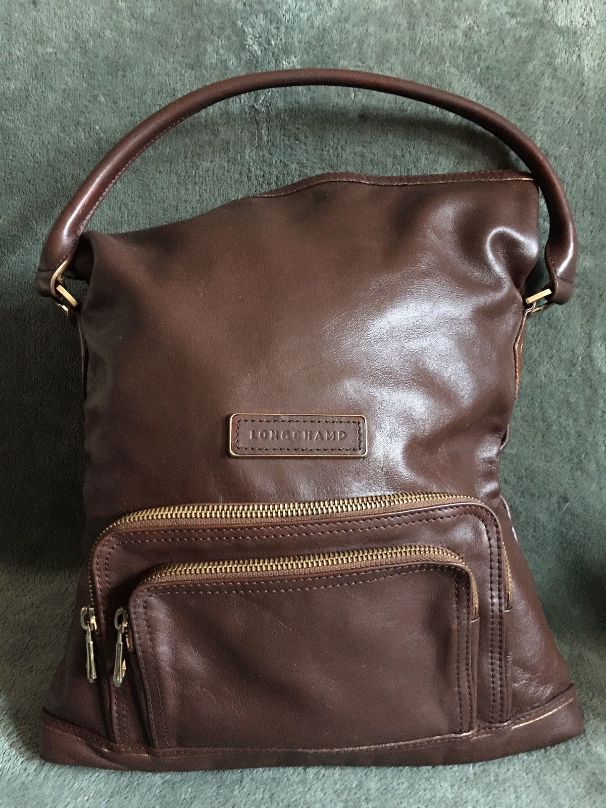 Longchamp Longchamp Brown Leather Vintage Handbag Hobo Bag Size ONE SIZE - 2 Thumbnail