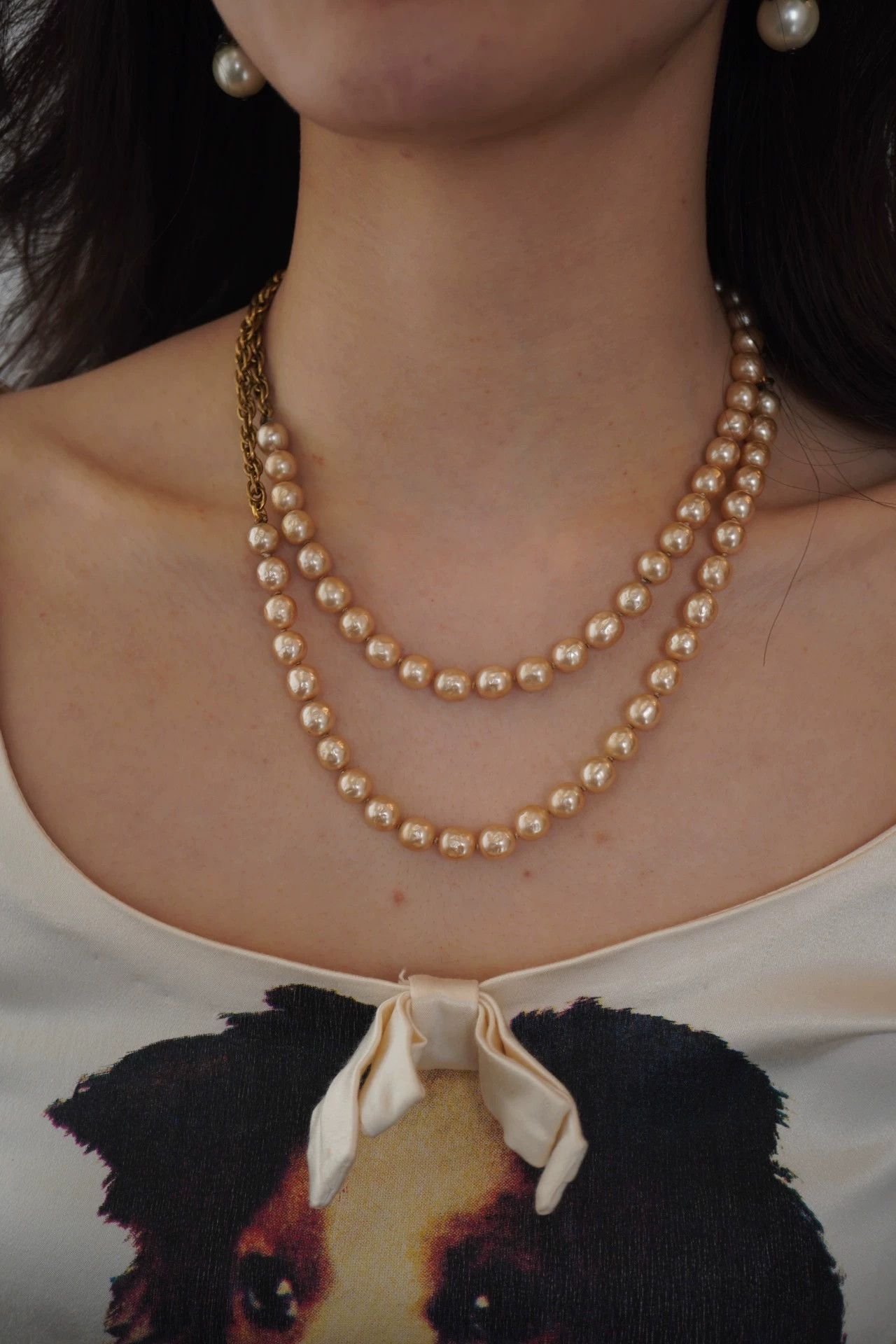 Chanel Chanel 1980s Double Pearl Long Necklace Size ONE SIZE - 4 Thumbnail