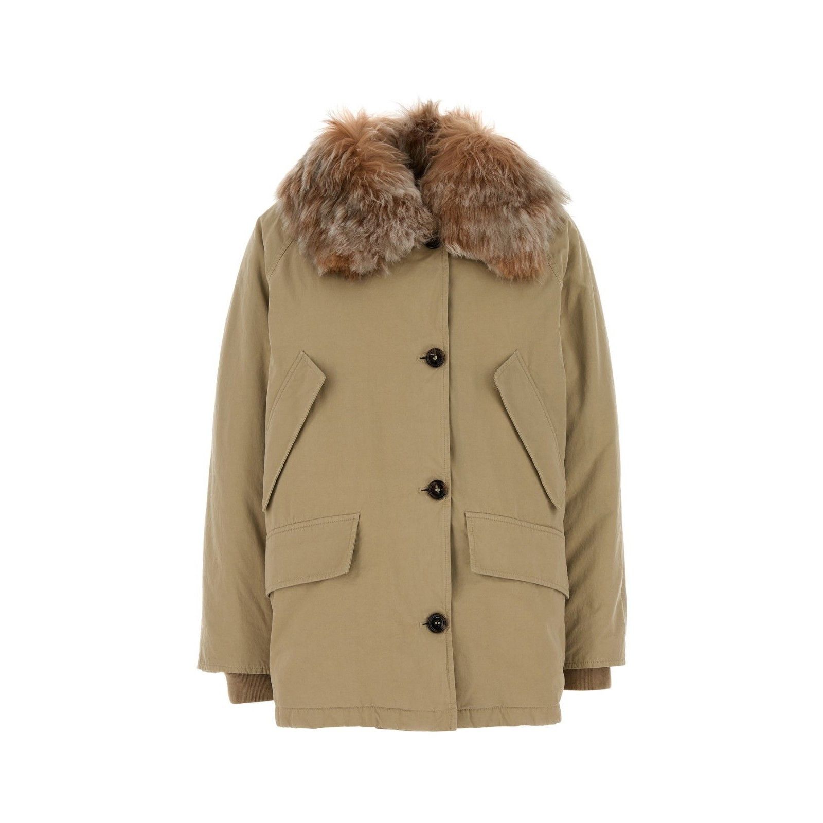 Prada PRADA Beige Cotton Down Jacket New & Authentic (Women's size Size XS / US 0-2 / IT 36-38 - 1 Thumbnail
