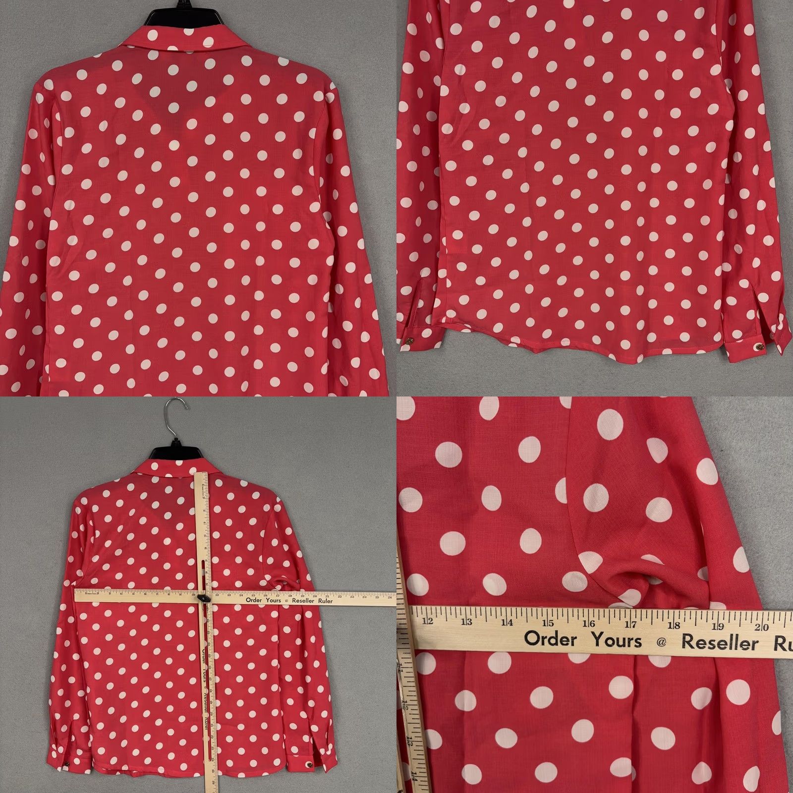 Vintage Jean-Pierre Klifa Womens XS Red White Polka Dot Long Sleeve Blouse Top Size XS / US 0-2 / IT 36-38 - 8 Thumbnail