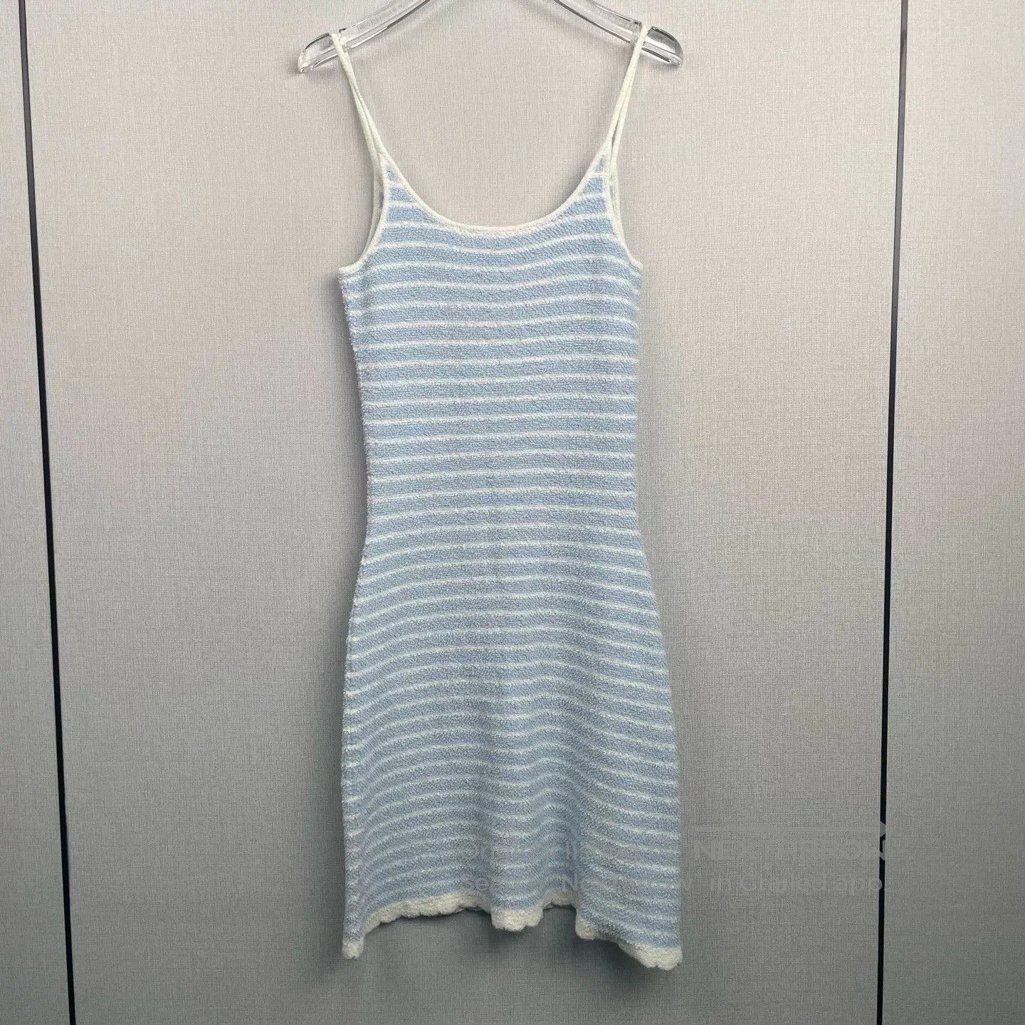 Miu Miu Min Miu Blue White Striped Slip Dress. Size XS / US 0-2 / IT 36-38 - 2 Thumbnail