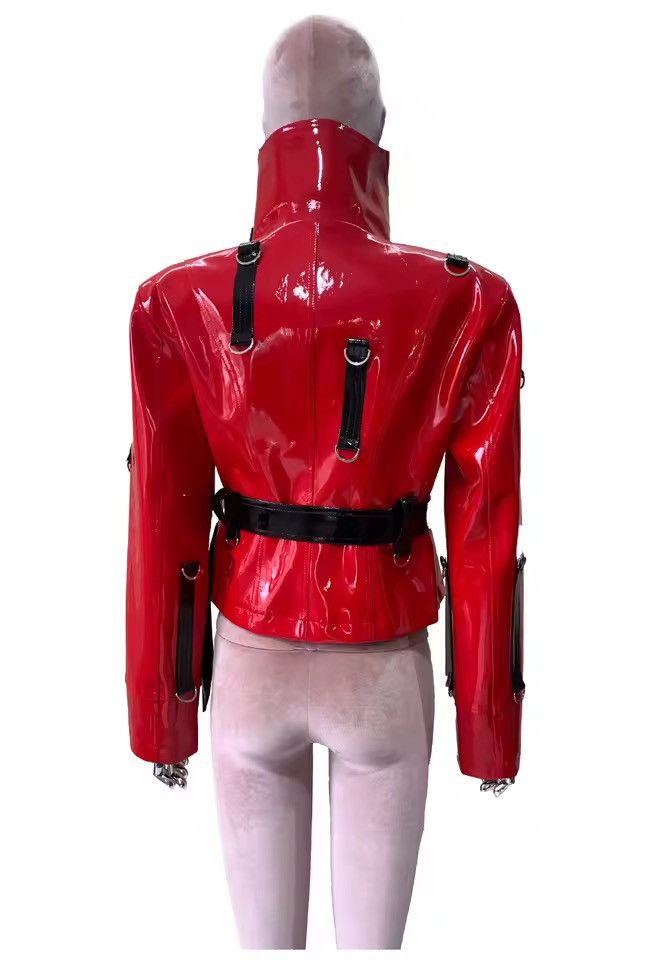 Other Gothic Punk Faux Leather Red & Black Women’s Jacket Size S / US 4 / IT 40 - 4 Thumbnail