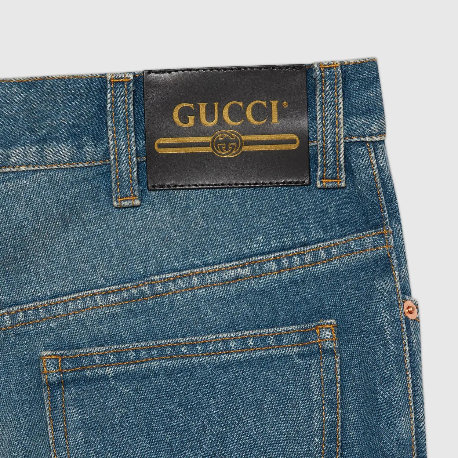 Gucci o1mt1gz0725 Regular Fit Washed Jeans in Blue Size US 28 / EU 44 - 2 Thumbnail