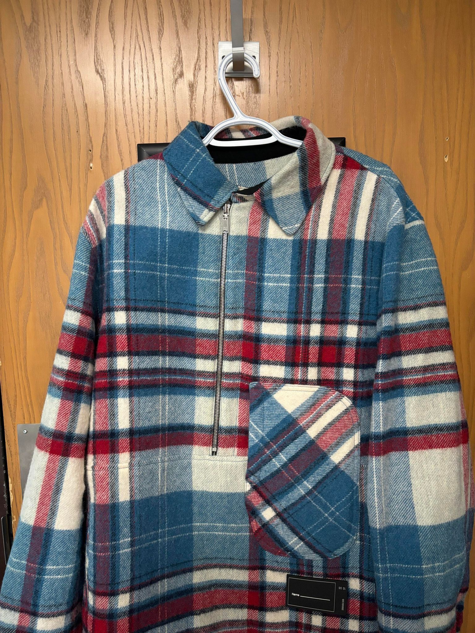 We11done plaid-print wool shirt - Blue