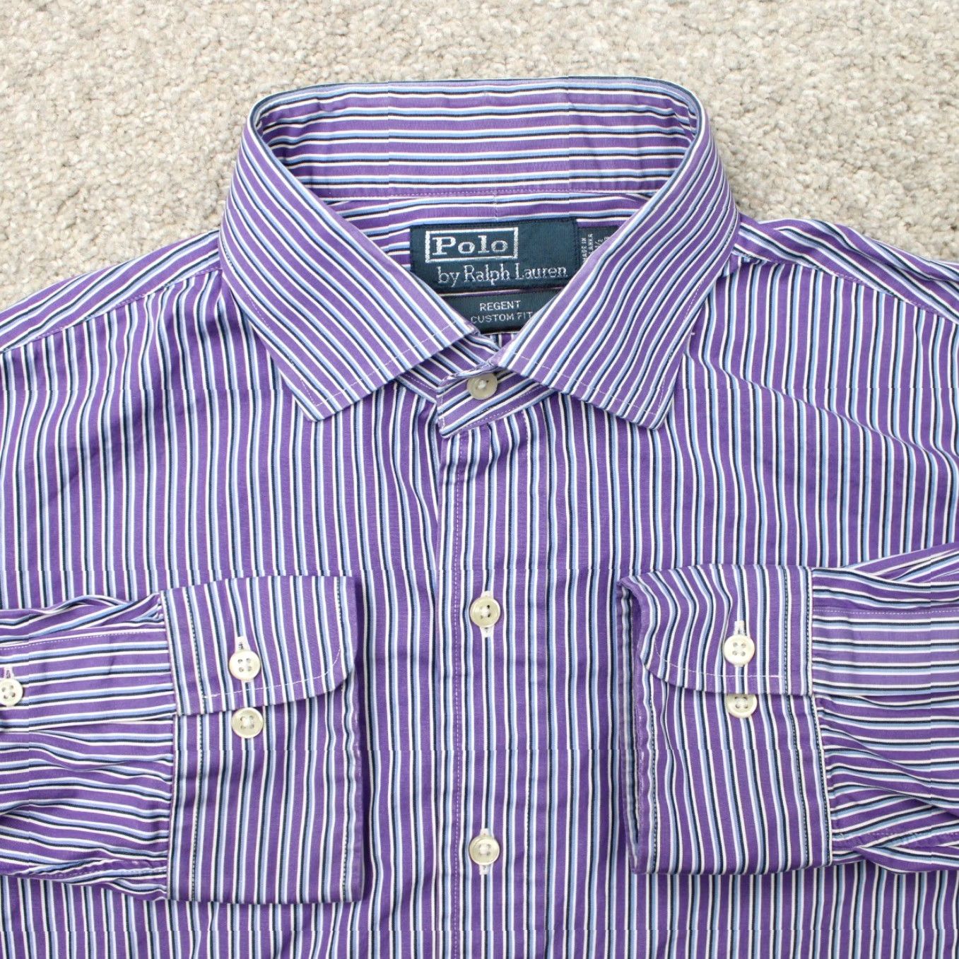 Polo Ralph Lauren Polo Ralph Lauren Shirt Mens 16 1/2, 32/33 Purple Regent Custom Fit Cotton L/S Shirt Mens Purple 16.5 Regular Classic Colorful 100% Cotton Boy? Size US XL / EU 56 / 4 - 2 Thumbnail