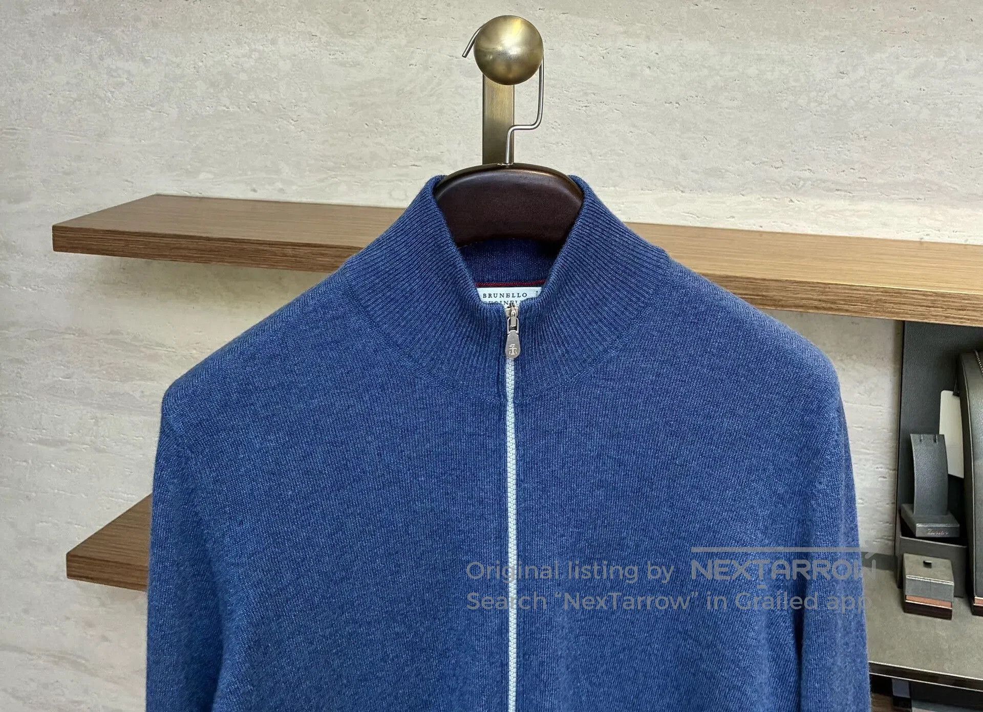 Brunello Cucinelli Blue Cashmere Zip Cardigan by Brunello Cucinelli. Size US M / EU 48-50 / 2 - 4 Thumbnail