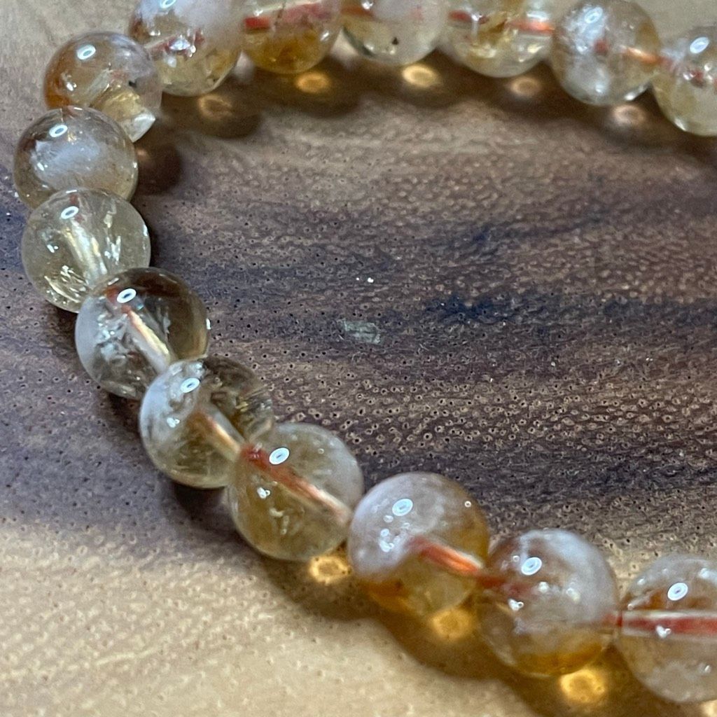 Other Citrine beaded beads stretch bracelet 8mm yellow clear cryst Size ONE SIZE - 5 Thumbnail