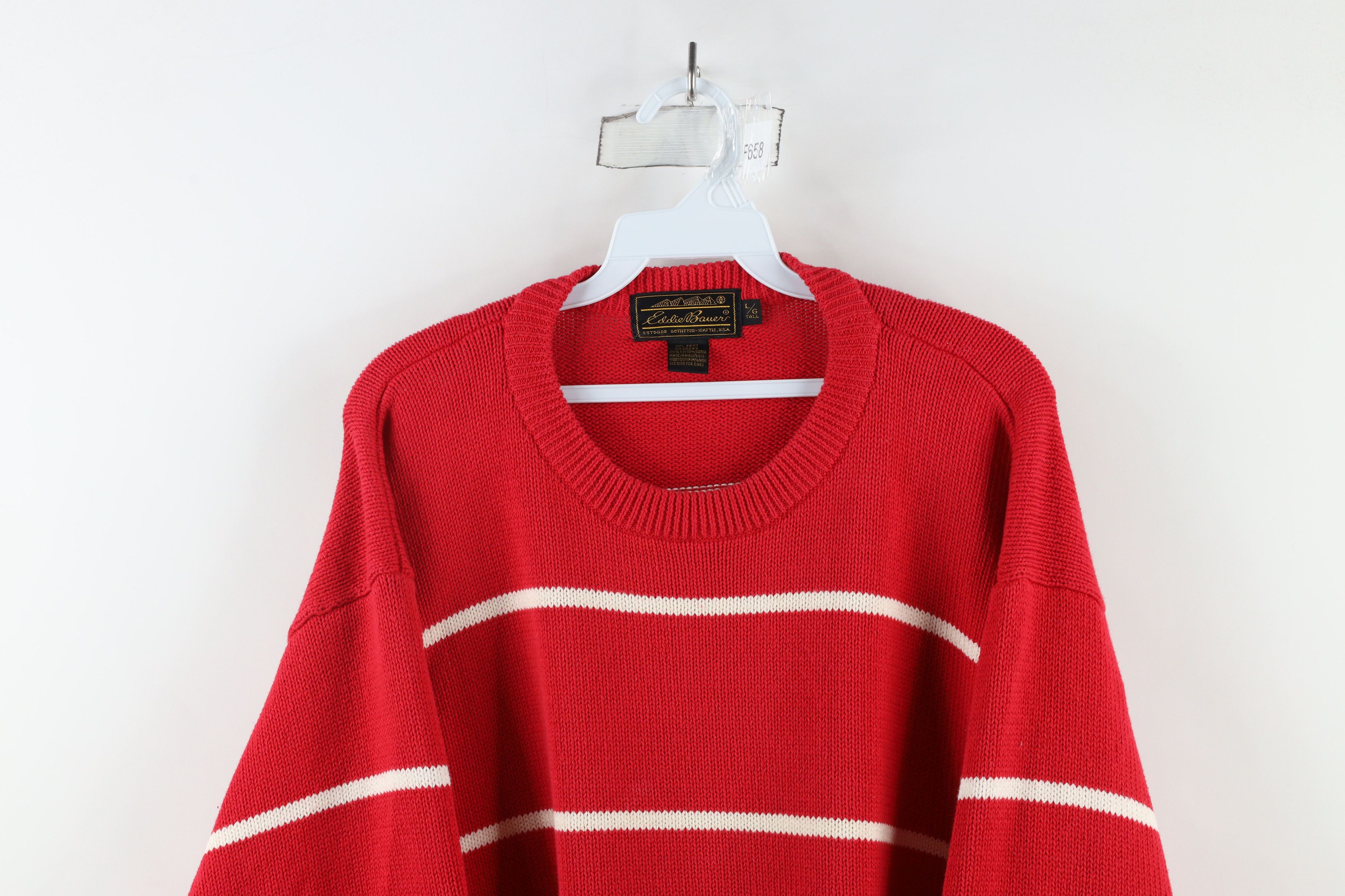 Eddie Bauer × Vintage Vintage 90s Eddie Bauer Cotton Knit Crewneck Sweater Red Size US L / EU 52-54 / 3 - 2 Thumbnail