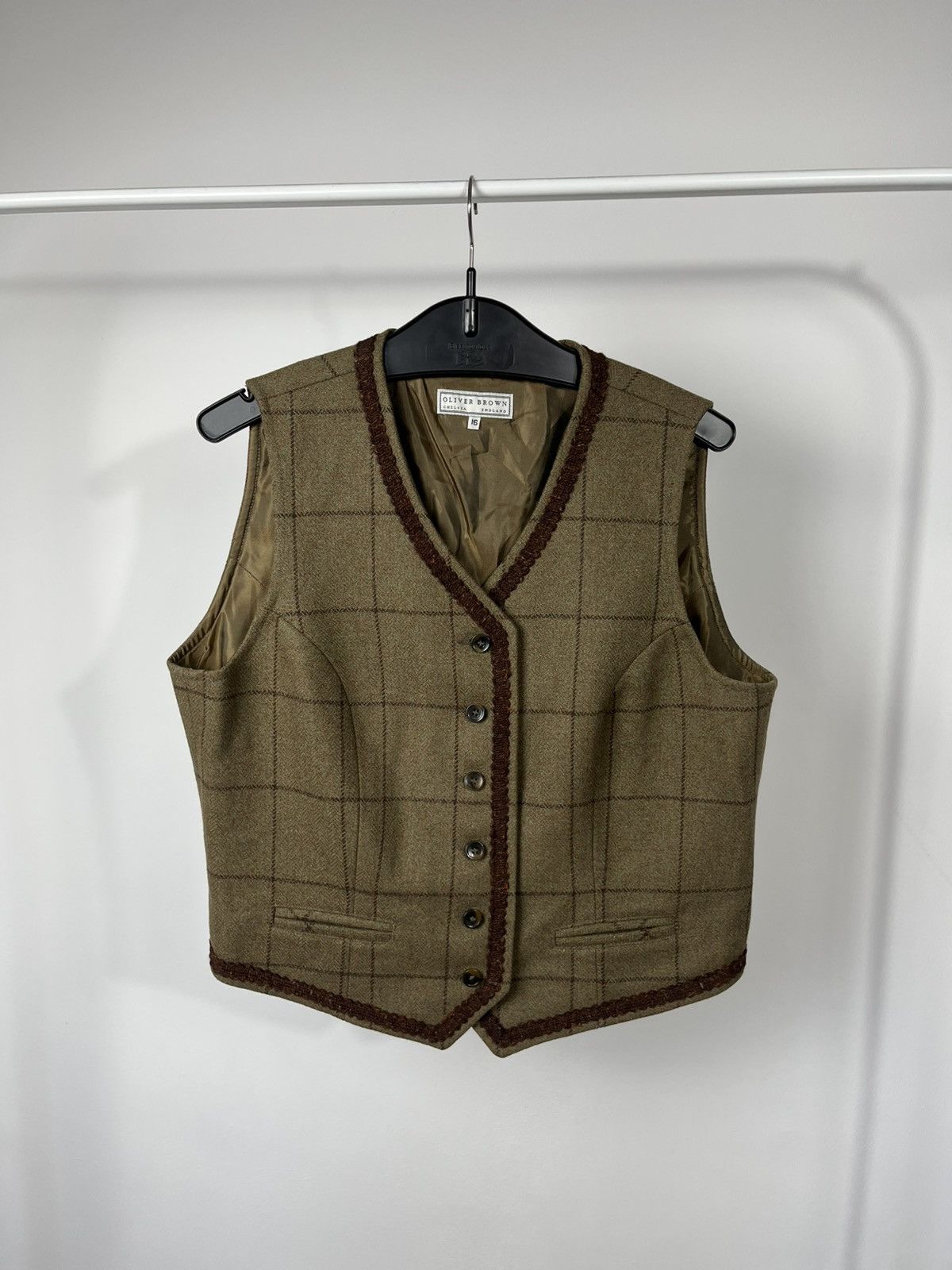 Other Oliver Brown England Wool Tweed Checked Vest Size 16 Size L / US 10 / IT 46 - 1 Thumbnail