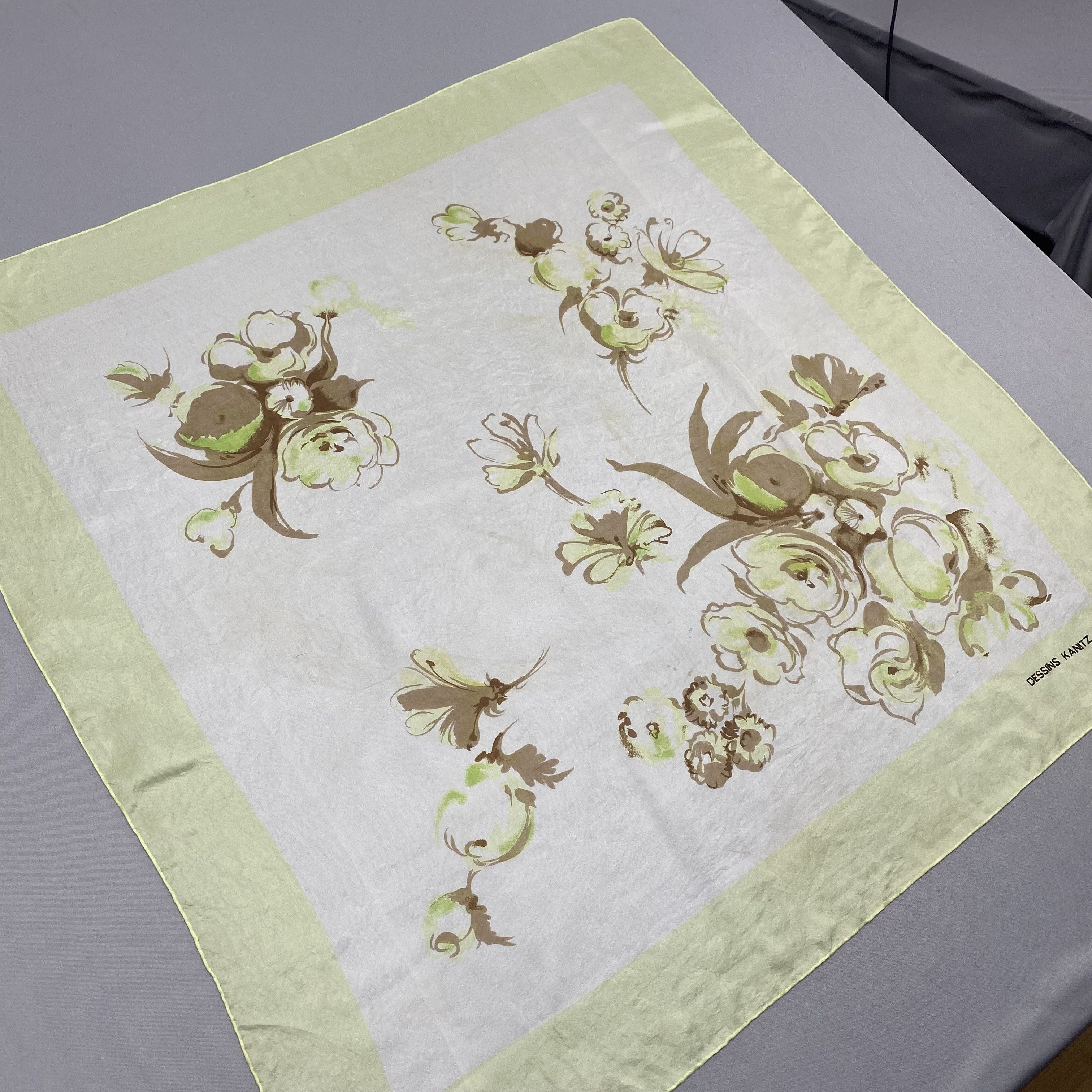 Japanese Brand Vintage Dessins Kanitz SILK Scarf Twill Stole Wraps Scarves Size ONE SIZE - 3 Thumbnail