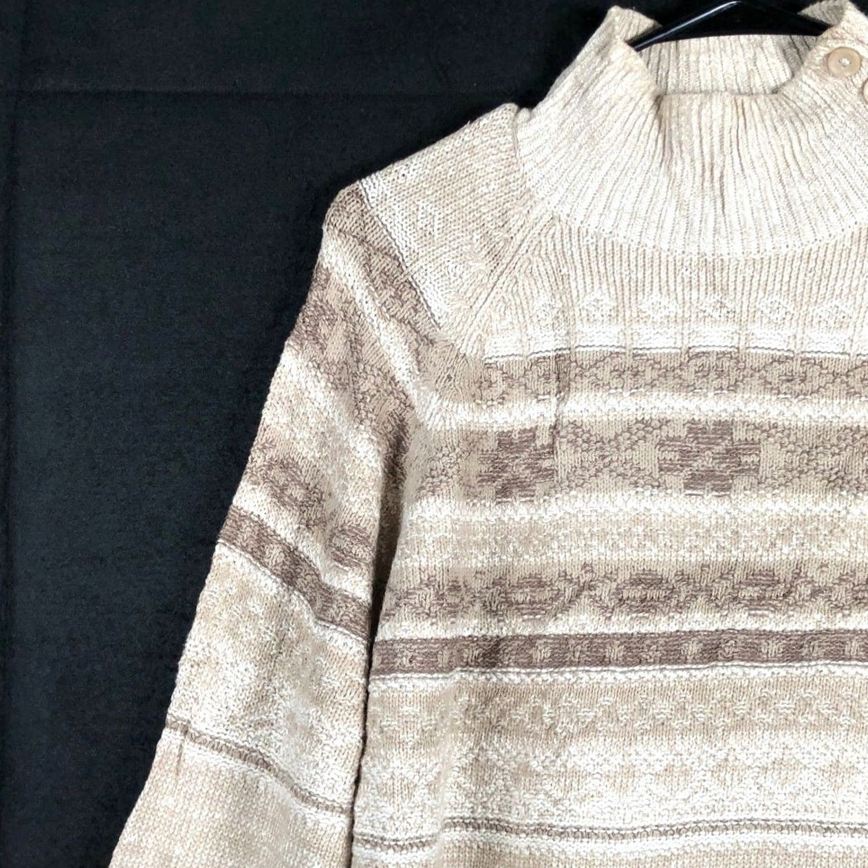 Croft & Barrow Croft & Barrow Womens Sweater Brown Mock Neck Button Accents Pullover Large Size L / US 10 / IT 46 - 4 Thumbnail