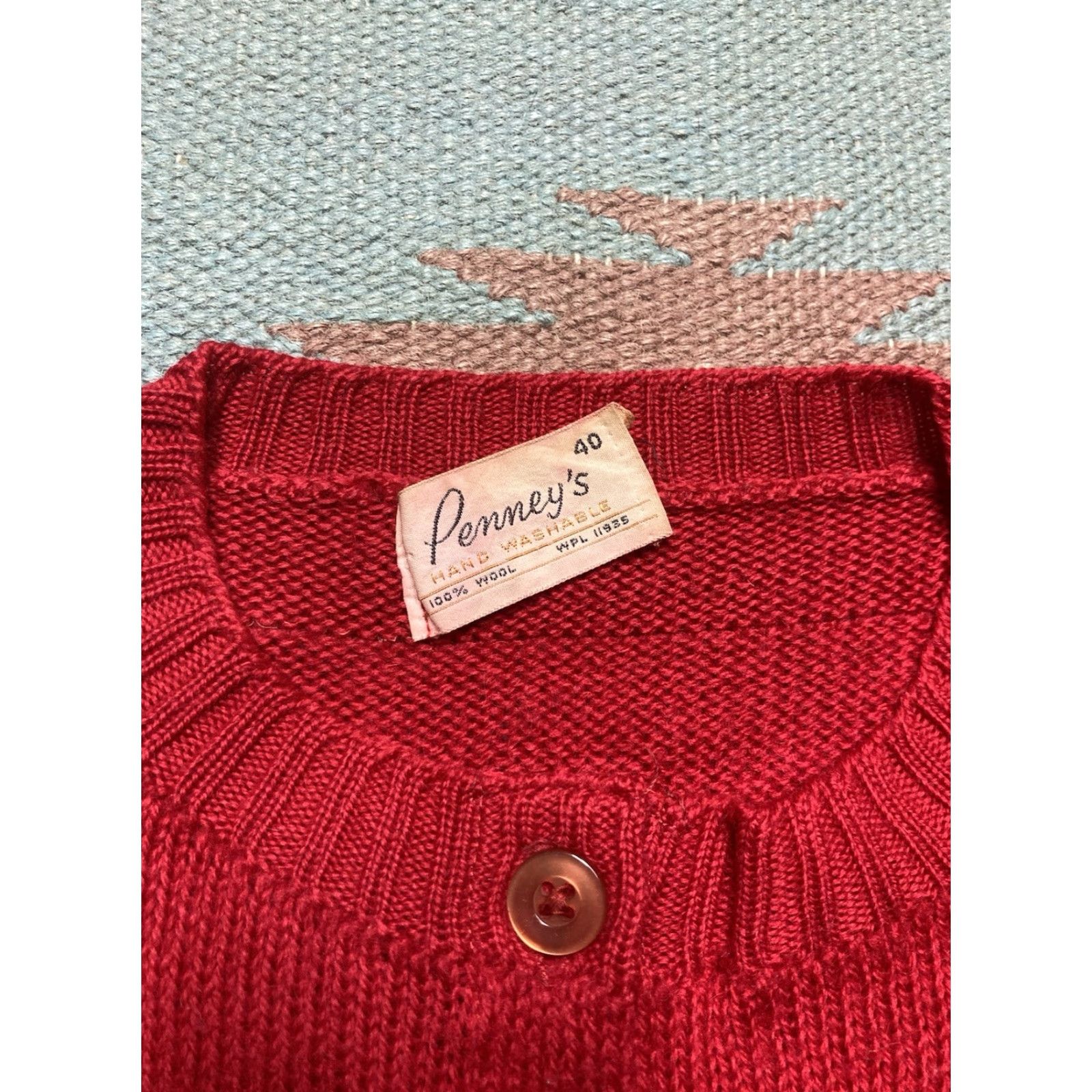 JCPenney VINTAGE 1950s JC penney Cardigan Wool Red Women’s Size 40 Cardigan Sweater Button Front Size S / US 4 / IT 40 - 5 Thumbnail