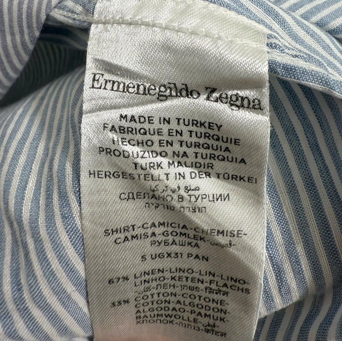 Ermenegildo Zegna Ermenegildo Zegna Linen-Cotton Striped Shirt Size US M / EU 48-50 / 2 - 6 Thumbnail