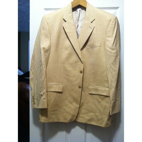 Ralph Lauren RALPH LAUREN MEN'S BEIGE 52%SILK 48%WOOL SPORT COAT SIZE:44R Size 44R - 4 Thumbnail